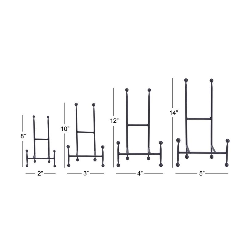 Metal Tabletop Display Easel with Ball Details - Set of 4 Black - Roche River Decor - 9"W x 5"L x 14"H