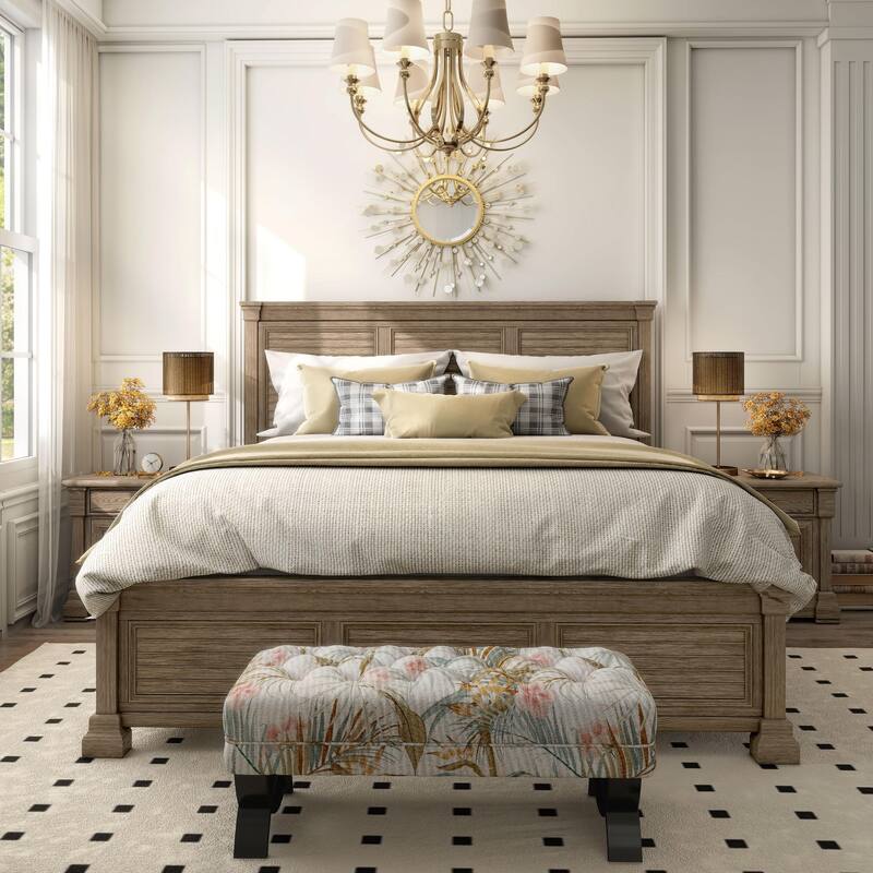Furniture of America Wacine Weathered Grey Solid Wood Shuttered Panel Bed