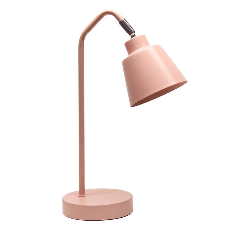 Metal Desk Lamp with Adjustable Cone Shade for Modern Workspace - 7.80 x 5.60 x 16 in. (L x W x H) - Blush Pink