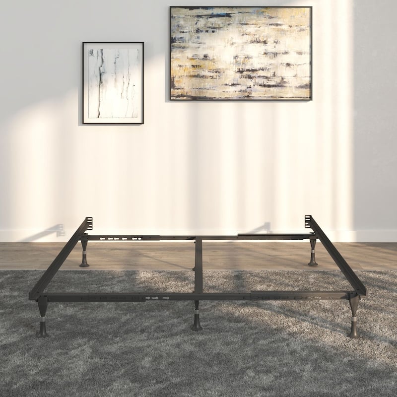 Rustic Bed Frame Glides - Queen King Eastern King - Heavy Duty Steel - Black Finish - HomeStock