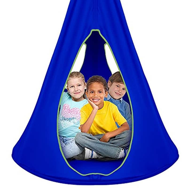Kids Nest Swing Chair Nook - Hanging Seat Hammock for Indoor Outdoor Use - Great for Children (40 Inch) - Blue