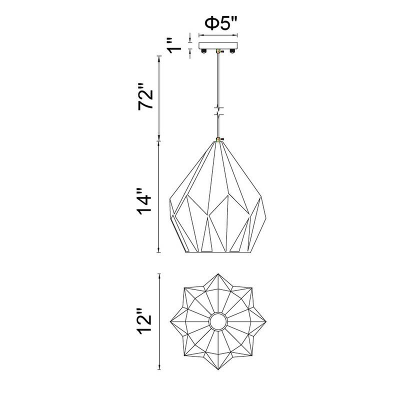 Oxide 1 Light 12in Black & Copper Down Pendant - Black/Copper