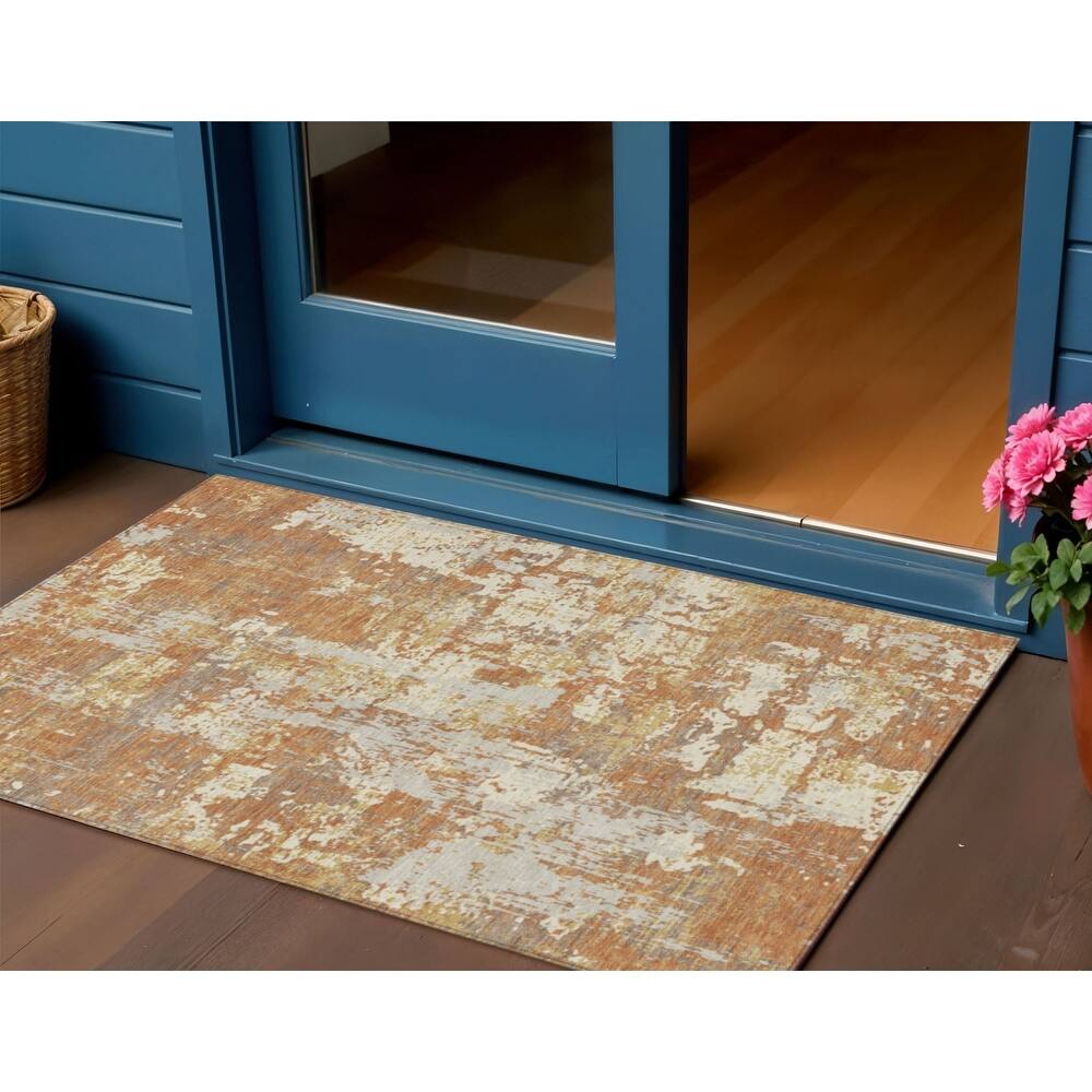 HomeRoots Abstract Transitional Rectangle Outdoor Rug