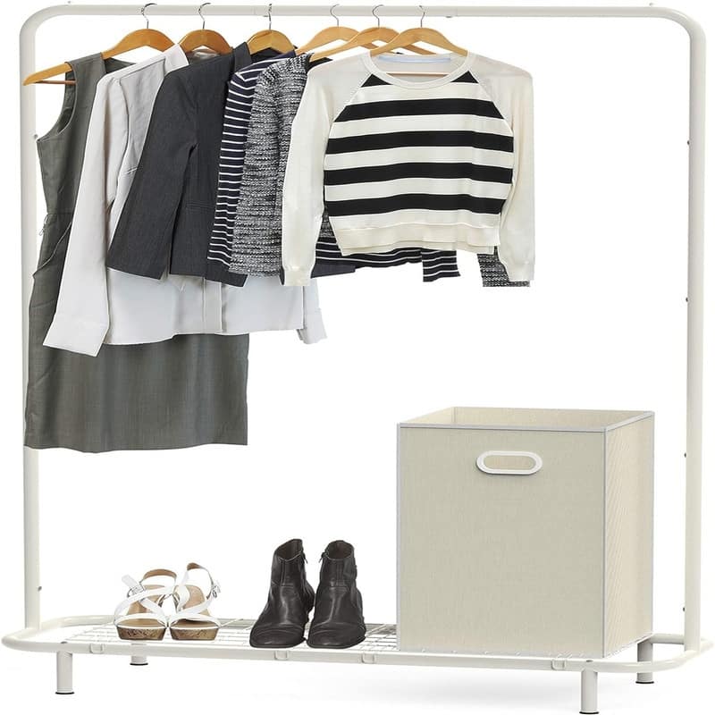 Clothing Rack with Industrial Pipe and Bottom Shelves - 17"D x 42.75"W x 64"H