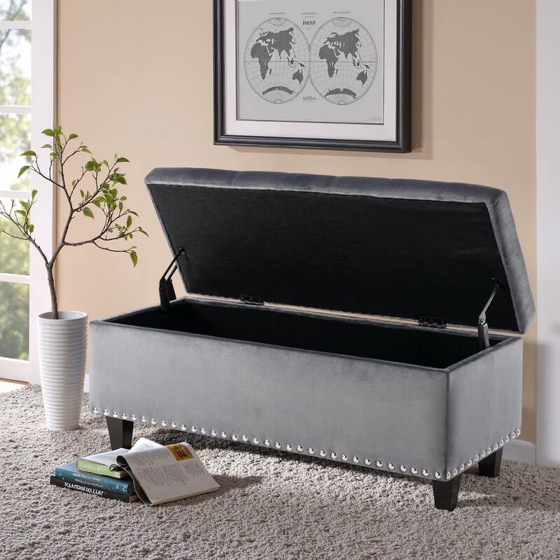 41" Storage Ottoman Tufted Upholstered Rectangle End of Bed Bench