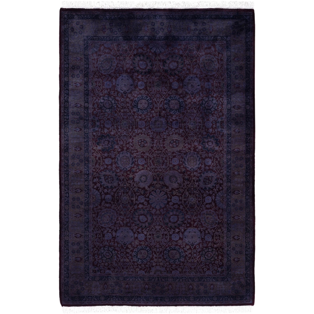 Overdyed One-of-a-Kind Hand-Knotted Area Rug - Red - 4' 1" x 6' 3"