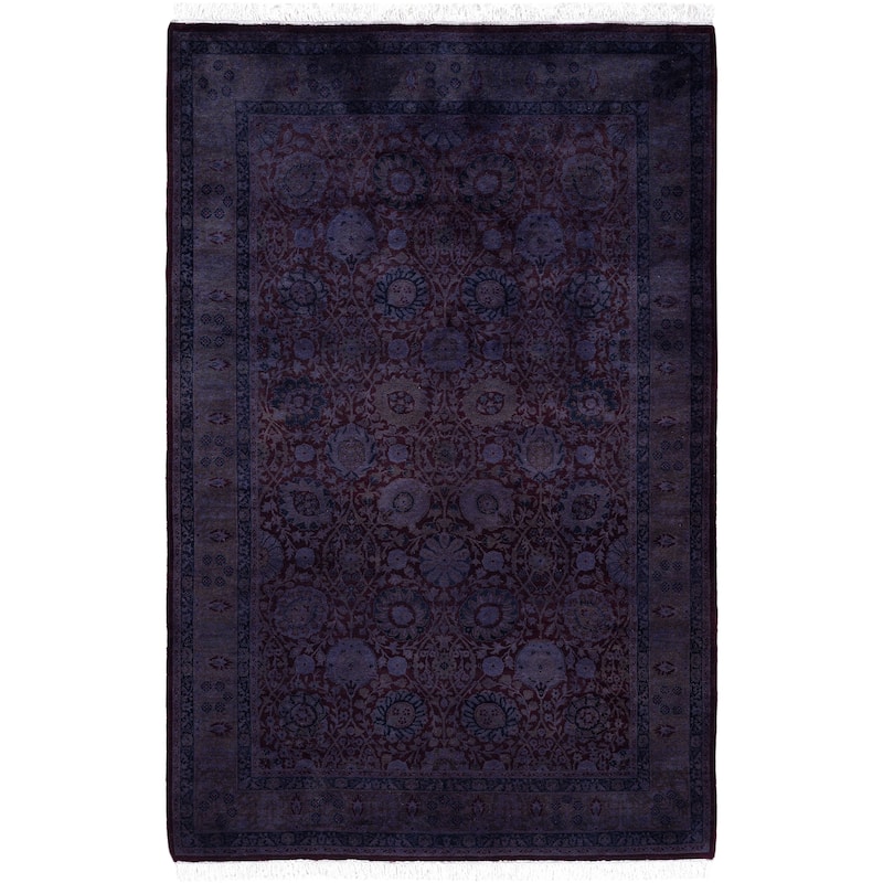 Overdyed One-of-a-Kind Hand-Knotted Area Rug - Red - 4' 1" x 6' 3"