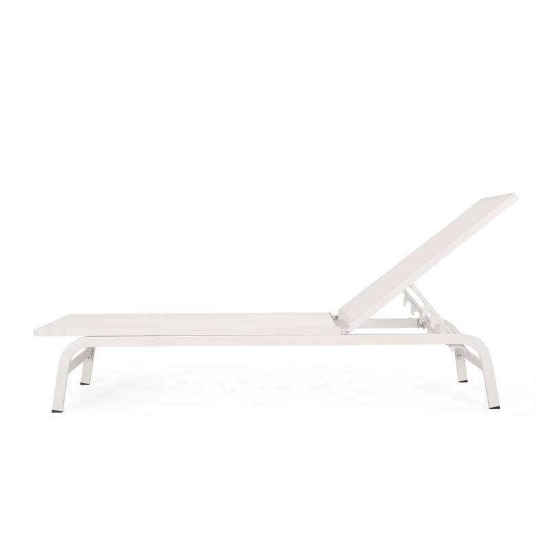 2-Piece Outdoor Aluminum Chaise Lounge Chair Set, Mesh Recliners Adjustable Lounger for Poolside Garden Backyard