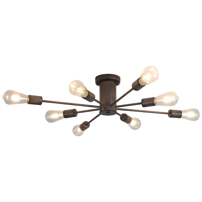 8-Light Sputnik Chandelier, Semi-Flush Mount Ceiling Light with Sputnik Shade for Living Room Kitchen Island Dining Foyer