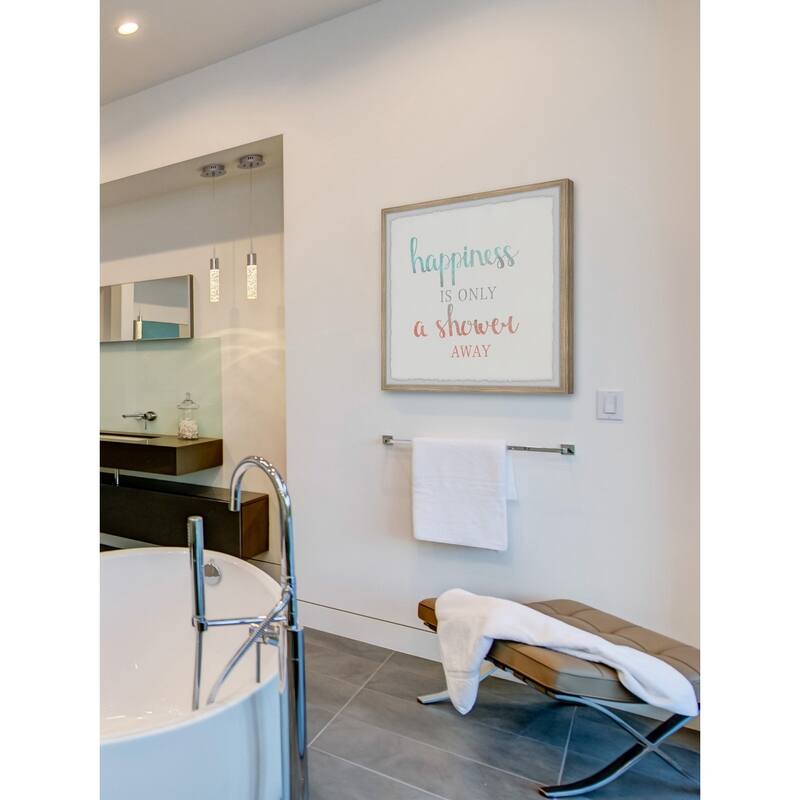 Shower Art Print - Contemporary Bathroom Wall Decor - Happiness In Shower Framed Painting