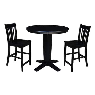 36 in Round Top Counter Height Dining Table with Stools in Black