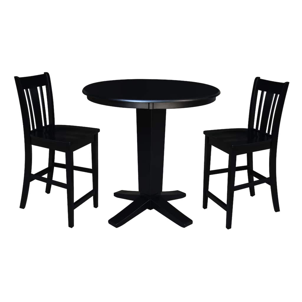 36 in Round Top Counter Height Dining Table with Stools in Black