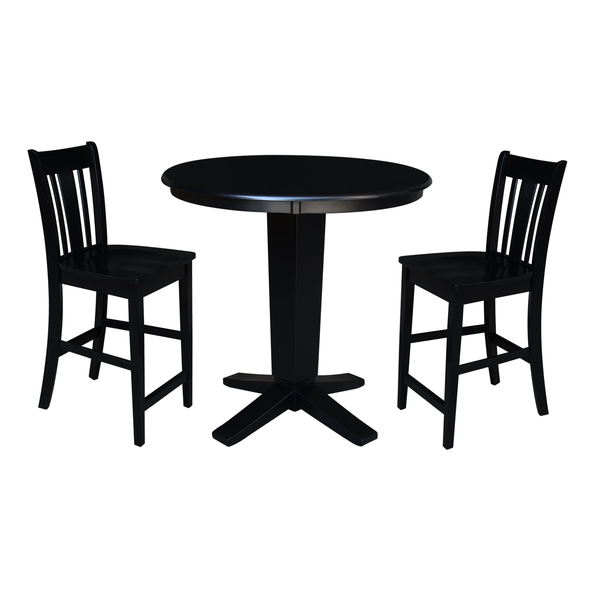 36 in Round Top Counter Height Dining Table with Stools in Black