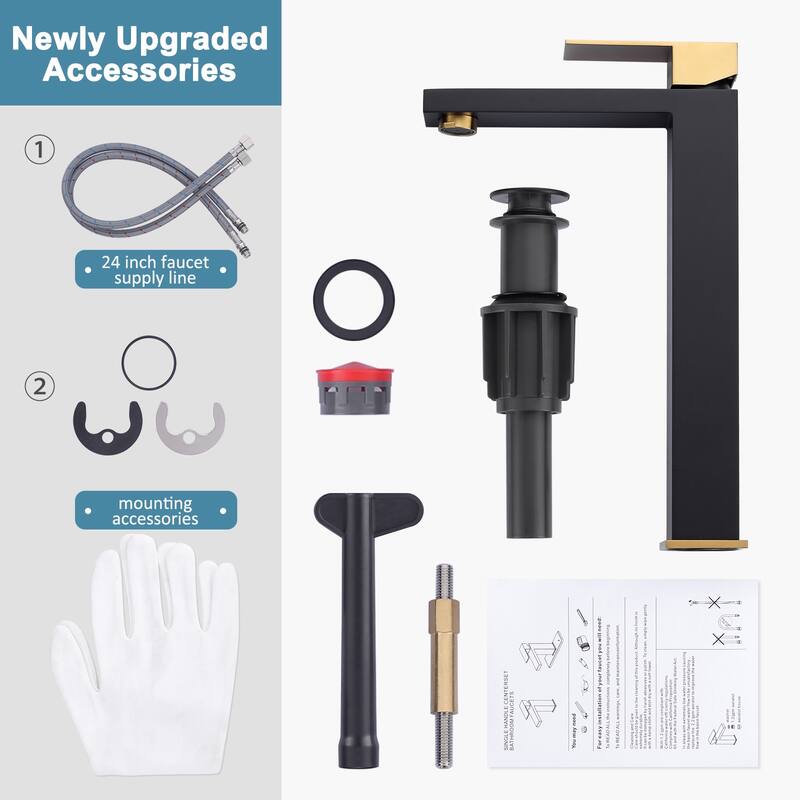 WOWOW Single Handle Single Hole High Arc Bathroom Vessel Faucet