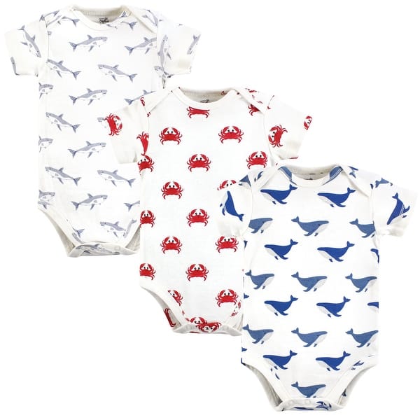 slide 1 of 1, Touched by Nature Boys Organic Cotton Bodysuits, Mystic Sea Creatures 0-3 Months - Mystic Sea Creatures