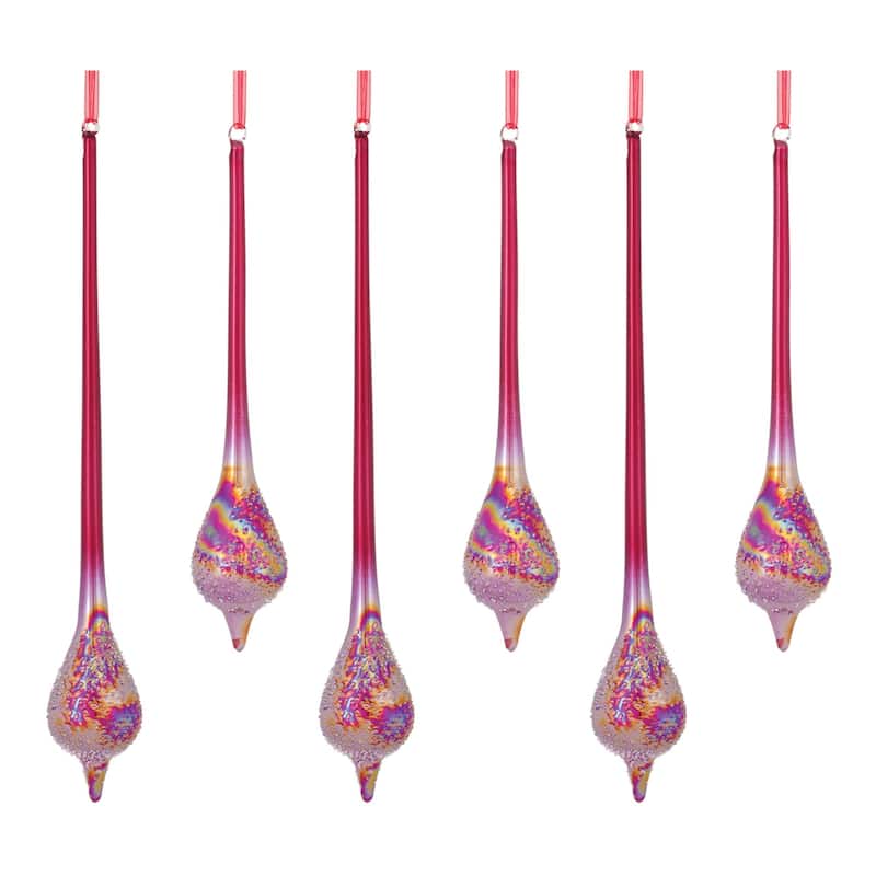 Pearl Glass Christmas Drop Ornaments 15.5" 390mm Multi-Color 6ct
