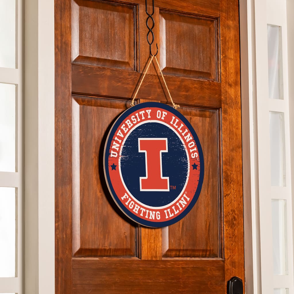 University of Illinois Wooden Door Decor Wall Sign - Multi-Color