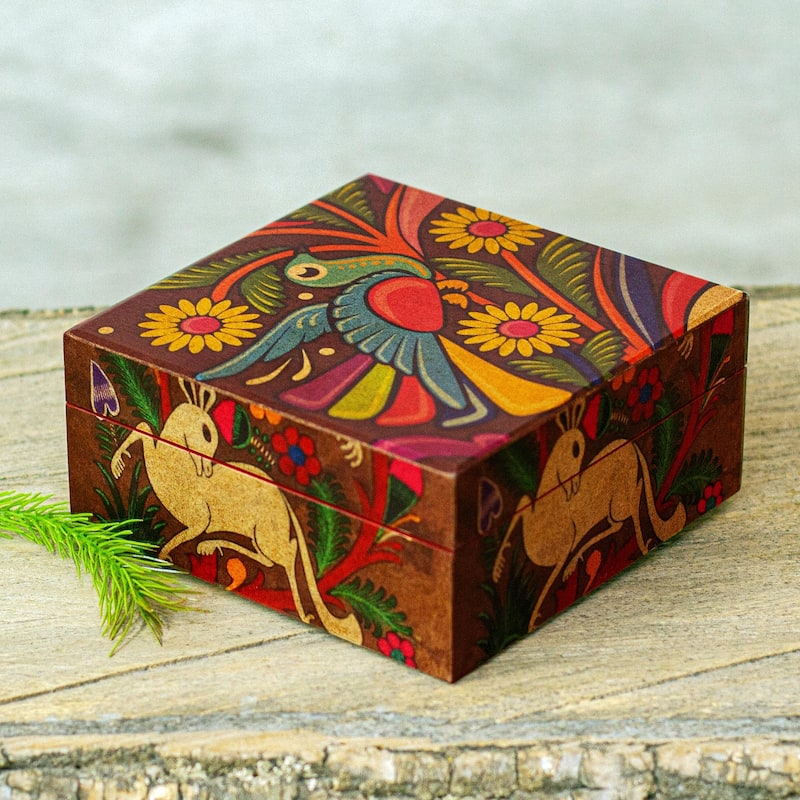 Novica Handmade Tonala Fauna Decoupage Wood Decorative Box