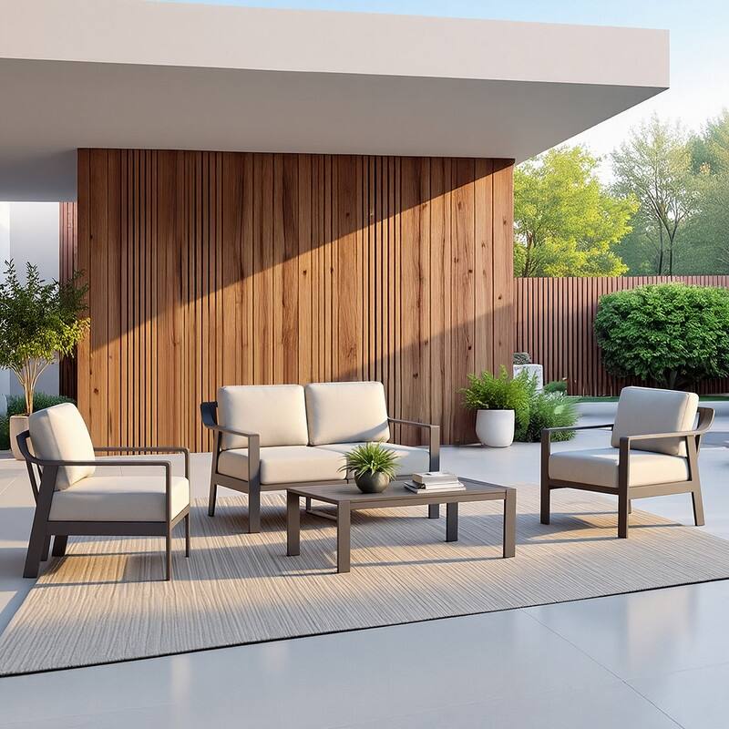 Spruce & Spring Outdoor Patio Furniture Set Aluminum Sofa Accent Chair