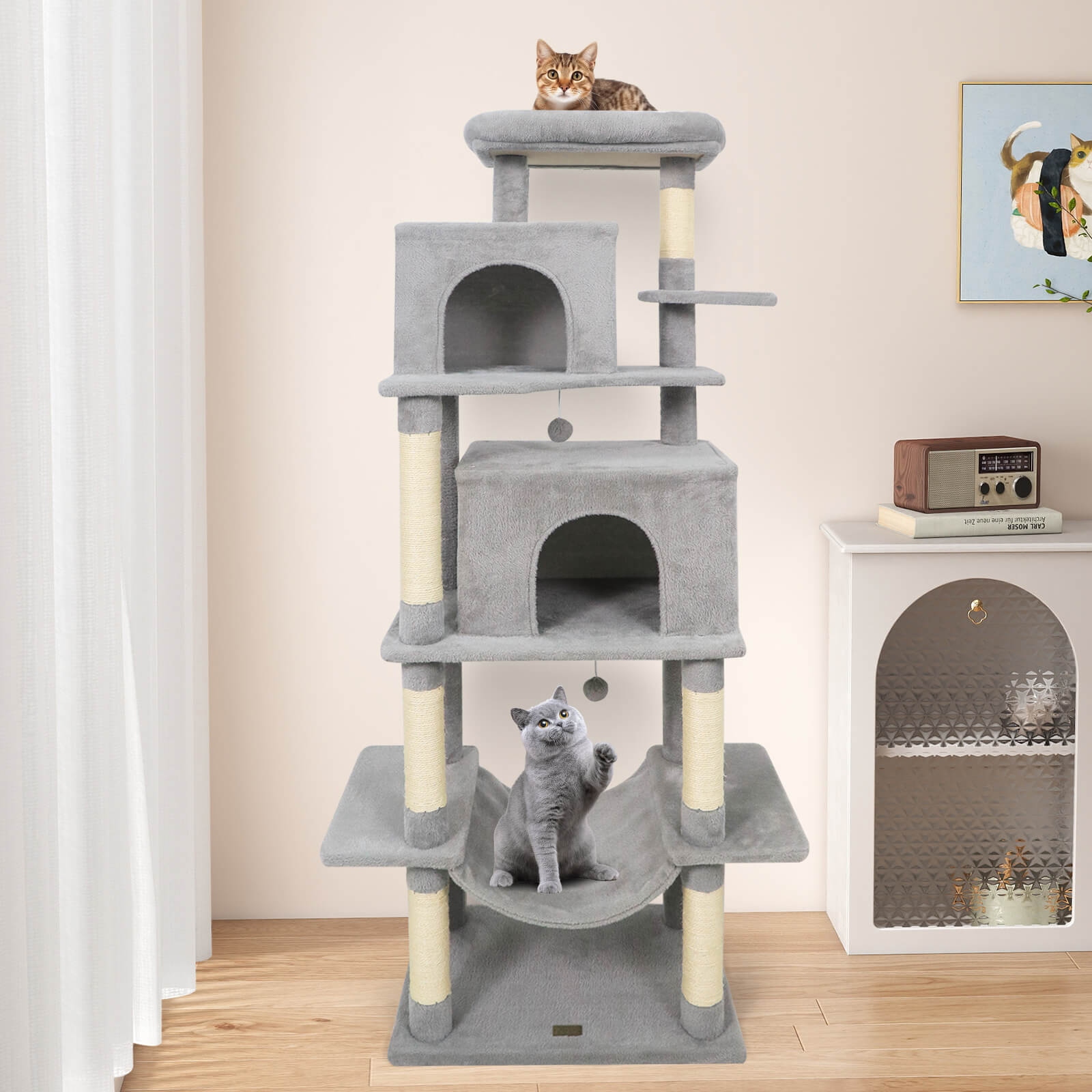 Costway 70” Large Cat Tree for Indoor Cats with Plush Top Perch, Dual - See Details