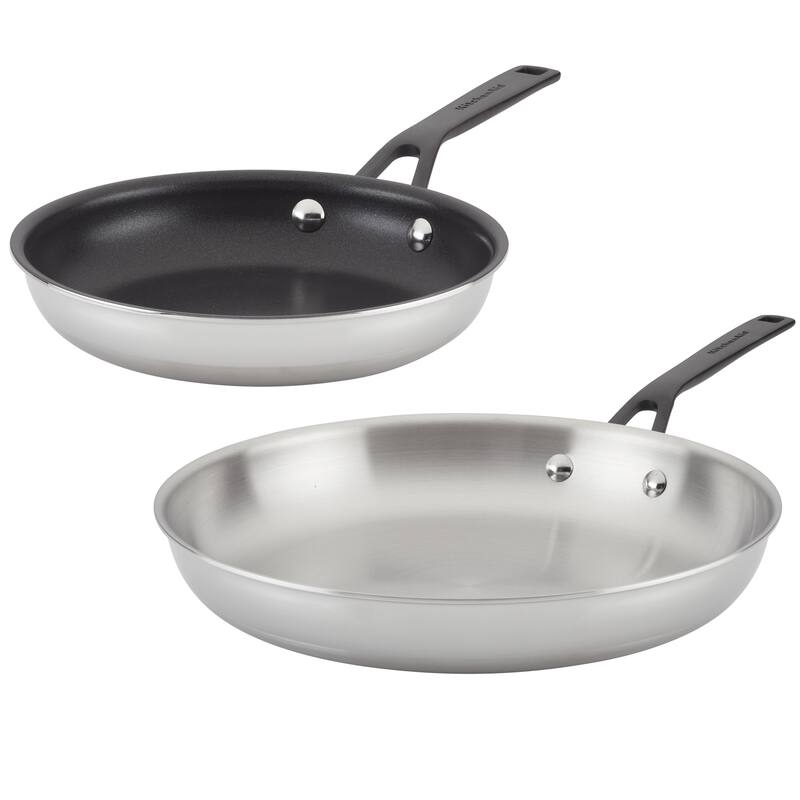KitchenAid 5Ply Clad Stainless Steel and Nonstick Frying Pan Set, 2pc