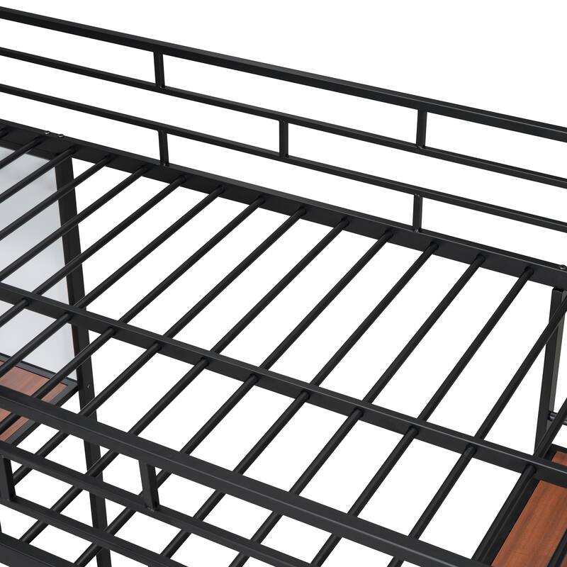 Twin Loft Metal Bed with Shelves