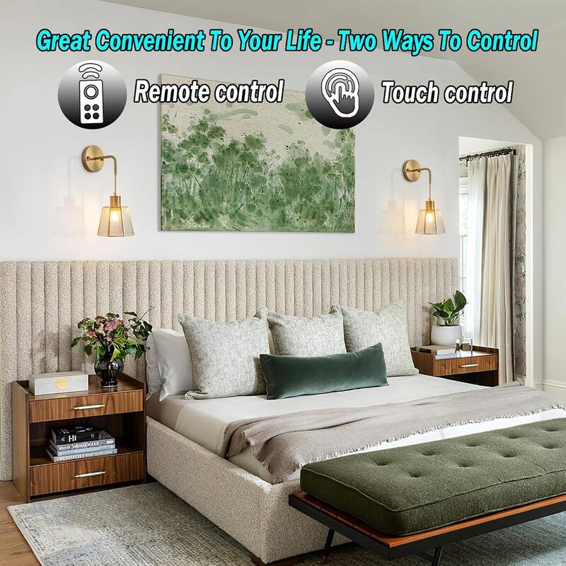 Set of 2 bedroom light transparent wall light metal bedside light
