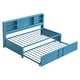 preview thumbnail 6 of 12, Twin Size Daybed Frame with Trundle - Metal - Blue