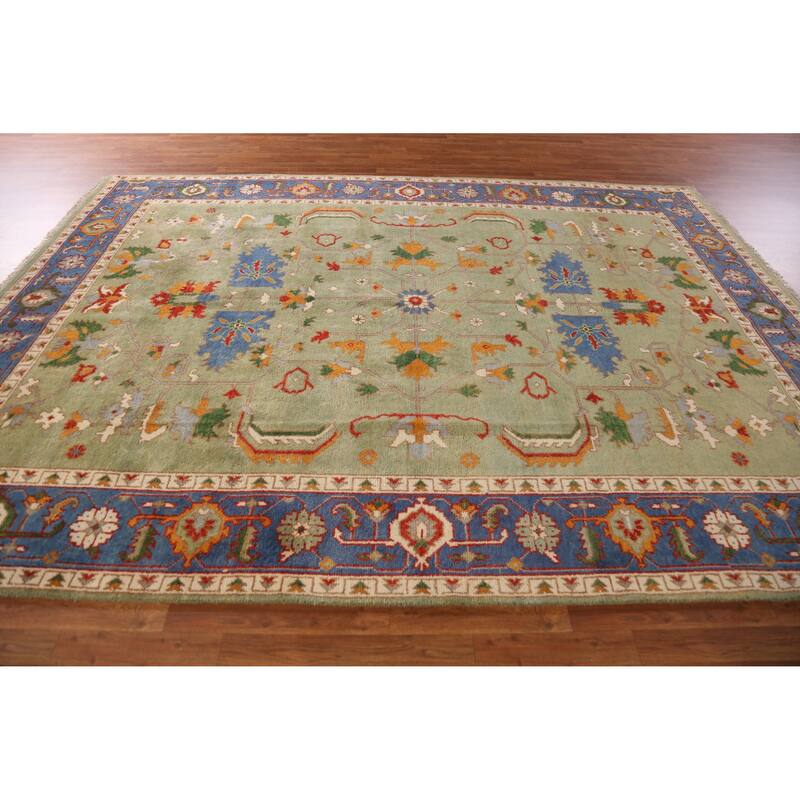 Green Heriz Serapi Indian Area Rug Handmade Wool Carpet - 8'10" x 11'9"