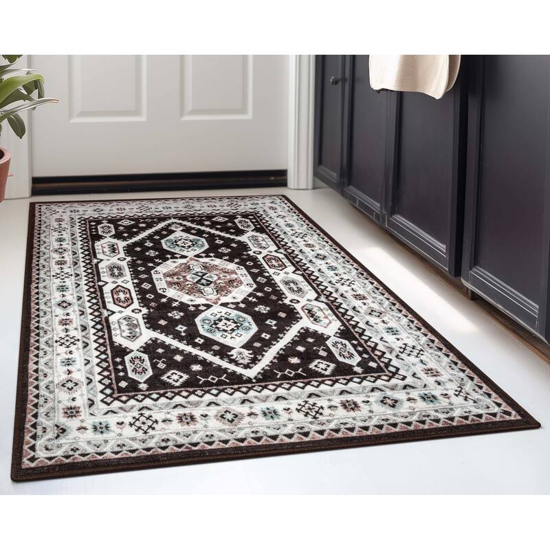 Well Woven Kings Court Kama Tribal Medallion Washable Low Pile Rug