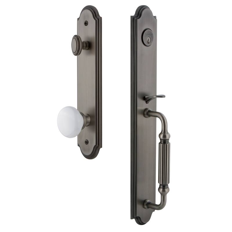 Grandeur Arc Solid Brass Rose Dummy Full Plate 'F' Grip Handleset with - Antique Pewter