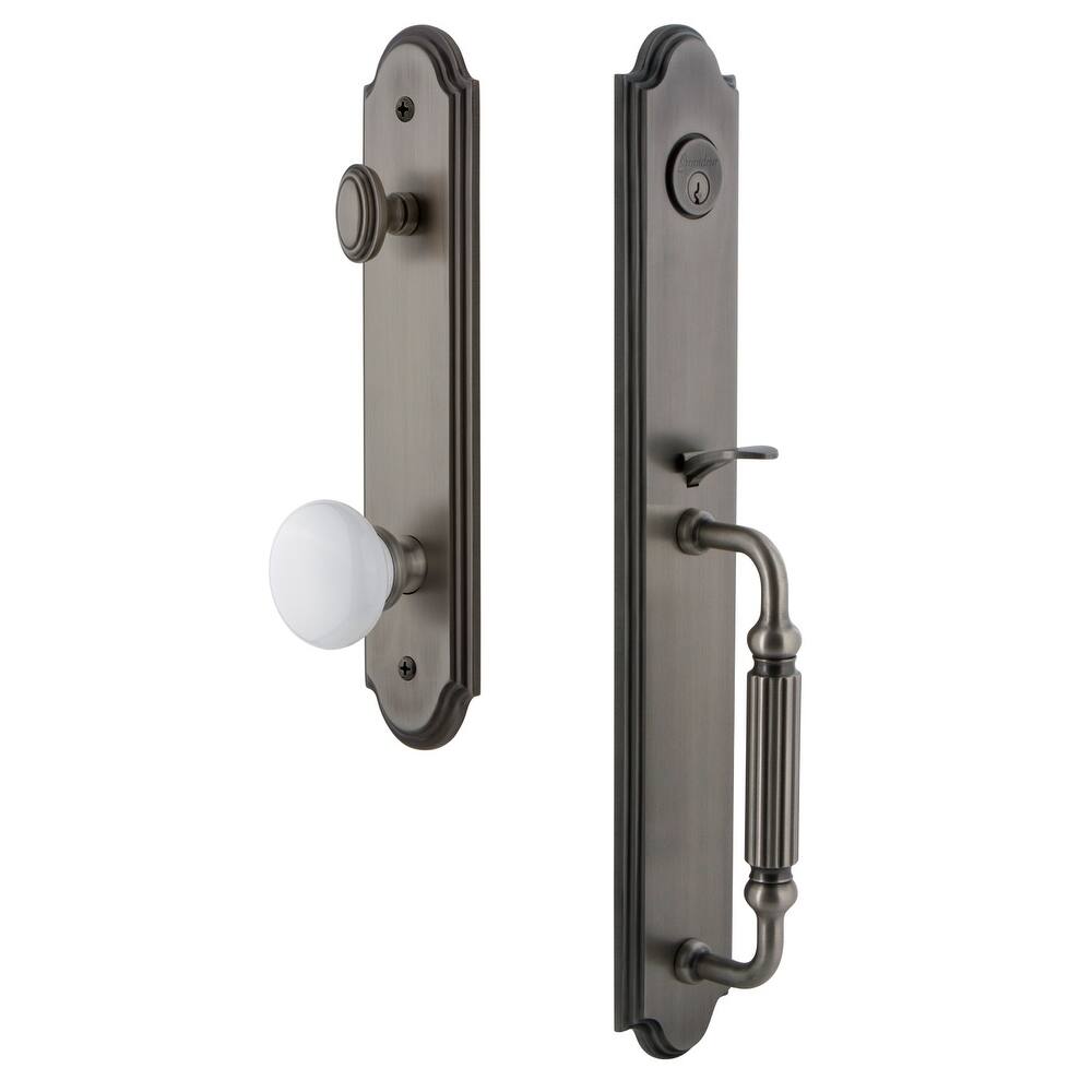 Grandeur Arc Solid Brass Rose Dummy Full Plate 'F' Grip Handleset with