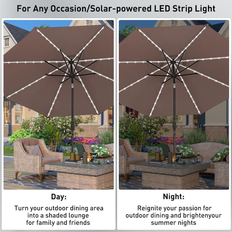 Autlaycil 10FT Solar Power LED Lights Patio Umbrella