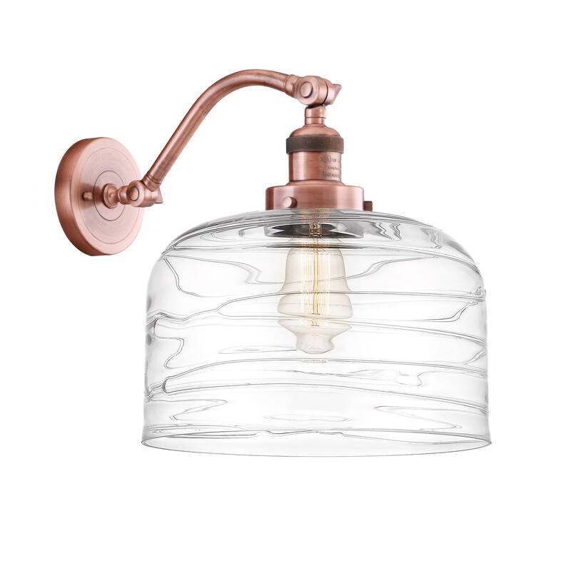 Innovations Lighting Bell - 1 Light 12" Sconce - Antique Copper/Clear Deco Swirl