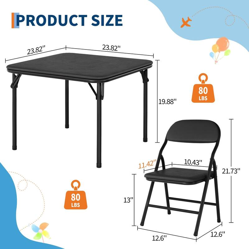 3/5-Piece Kids Folding Table and Chairs Set, Toddlers Children's Activity Table and Chairs Set