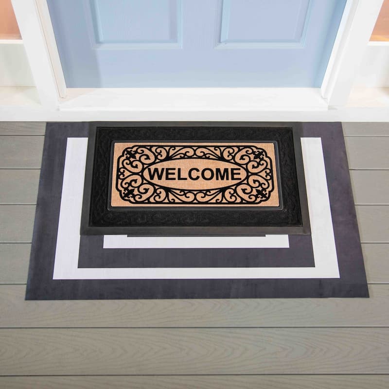 42 in. x 26.5 in. Black and White Frame Layering Mat