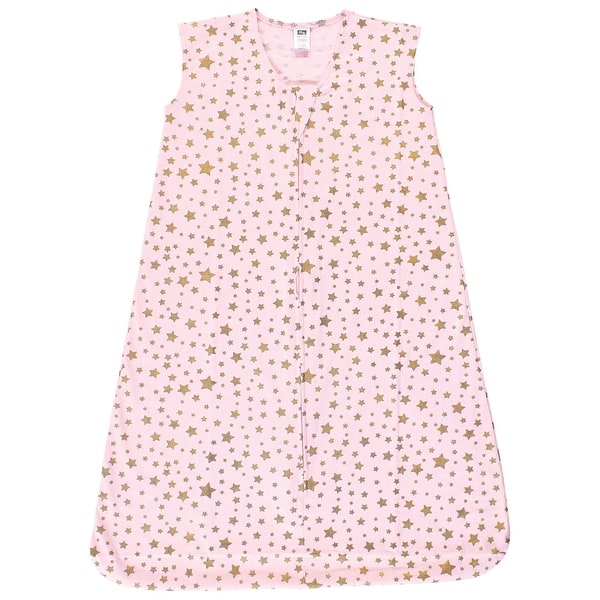 slide 1 of 1, Hudson Baby Infant Girl Cotton Sleeveless Wearable Sleeping Bag, Sack, Blanket, Gold Pink Star 0-6 Months - Gold Pink Star