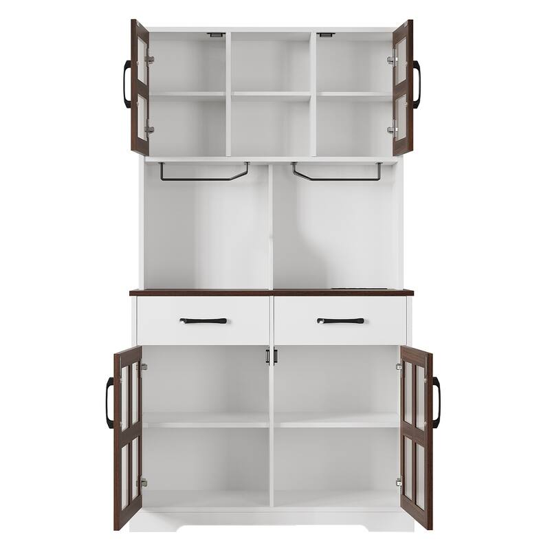 Meyreso 71" Kitchen Pantry Hutch Cabinet with 2 Drawers