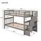 preview thumbnail 8 of 10, Contemporary Design Wood Bunk Bed with Staircase, Sturdy and Durable Frame, Maximized Storage Space, Grey