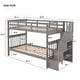 preview thumbnail 18 of 33, Twin Over Twin Bunk Bed with Storage Staircase and Full-Length Guardrail, Divided into 2 Platform Beds, Solid Pinewood Frame