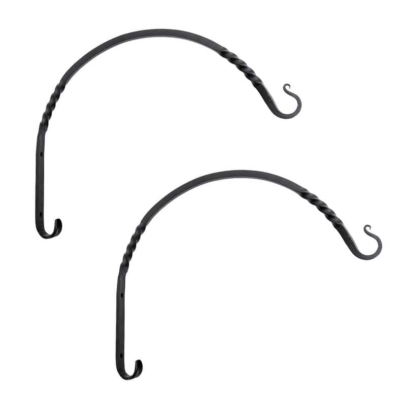 Achla Designs Set of 2 Heavy Duty Arc Wall Brackets, Black Powder Coat Finish - 18 Inch Wide