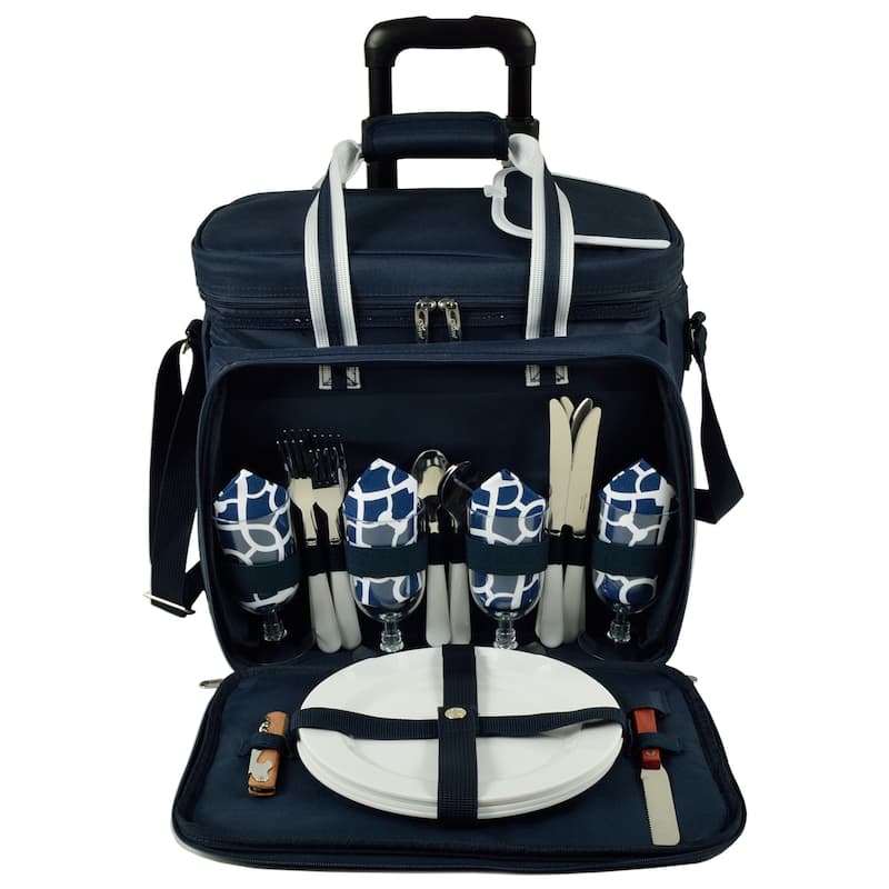 Picnic at Ascot Insulated Picnic Set for 4 on Wheels