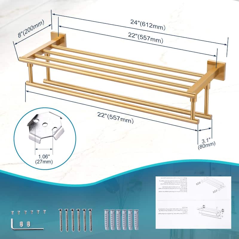 WOWOW Two Towel Holders Wall mounted Towel Rack