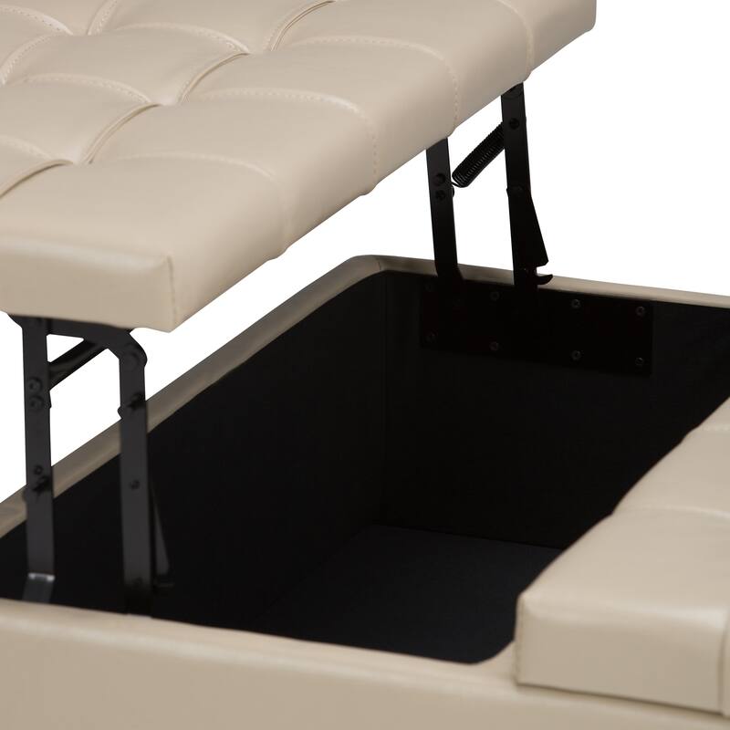 Coffee Table Storage Ottoman - Beige