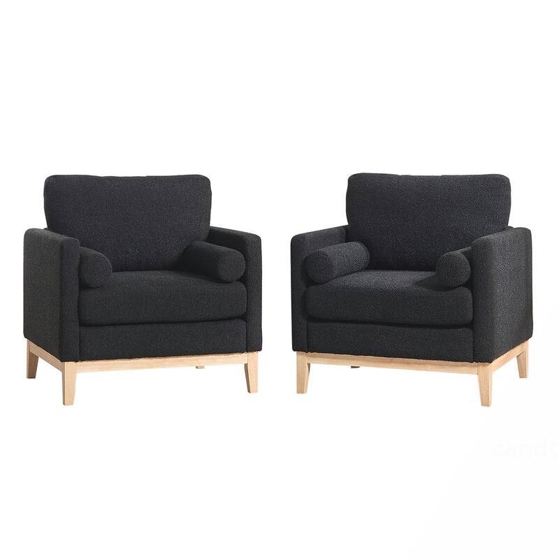 Wood Base Arm Chair with Two Pillows