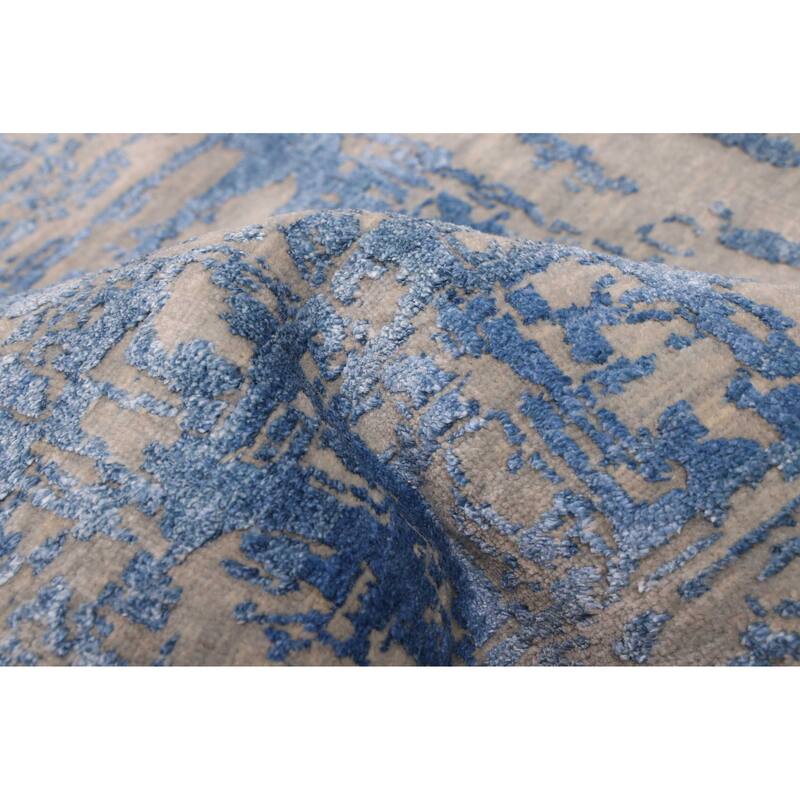 ECARPETGALLERY Hand-knotted Legacy Dark Blue Silk, Wool Rug - 2'5 x 12'3