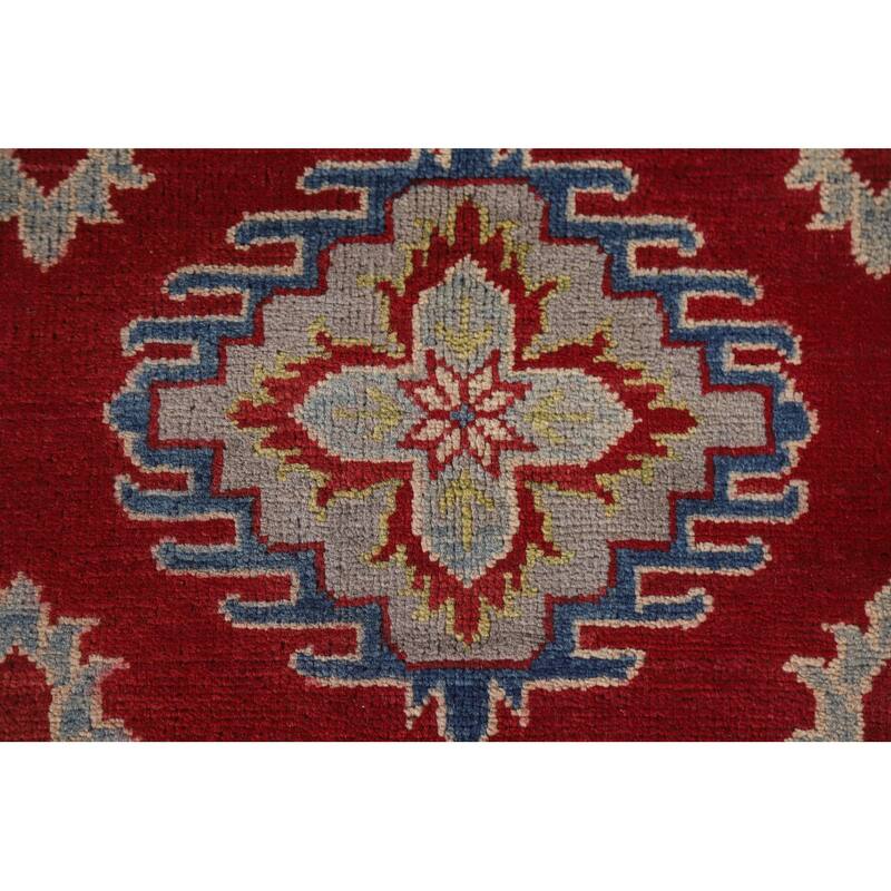 Hand Knotted Oriental 100% Wool Carpet Traditional All-Over Red Kazak Area Rug - 9' 2'' X 5' 11''