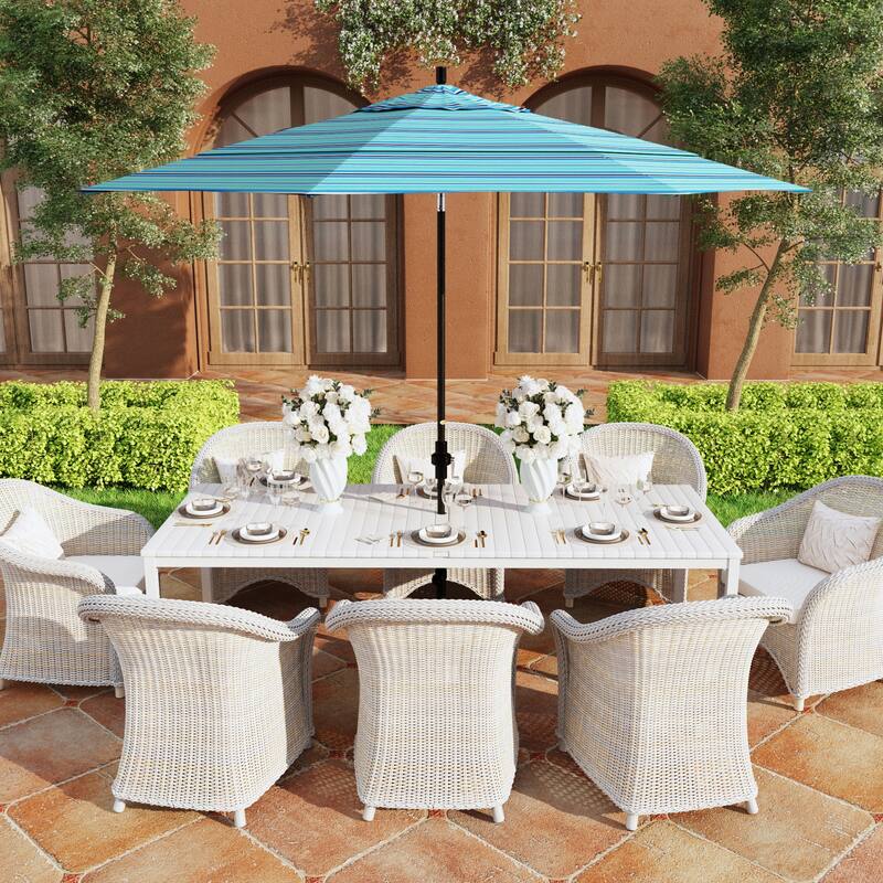California Umbrella 11-Foot Round Aluminum, Crank Open Collar Tilt Patio Umbrella, Sunbrella Fabric - Dolce Oasis