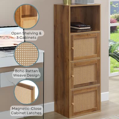 Convenience Concepts Xtra Storage Boho Weave 3 Door Cabinet with Shelf