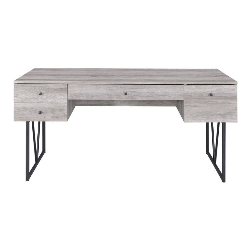 Writing Desk 4 Drawer - Chic Southwestern Style Desk, Driftwood Gray Finish, Home Office Desk